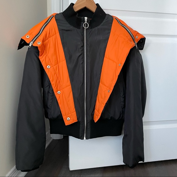 Bomber jacket with big orange collar detail - Picture 5 of 11